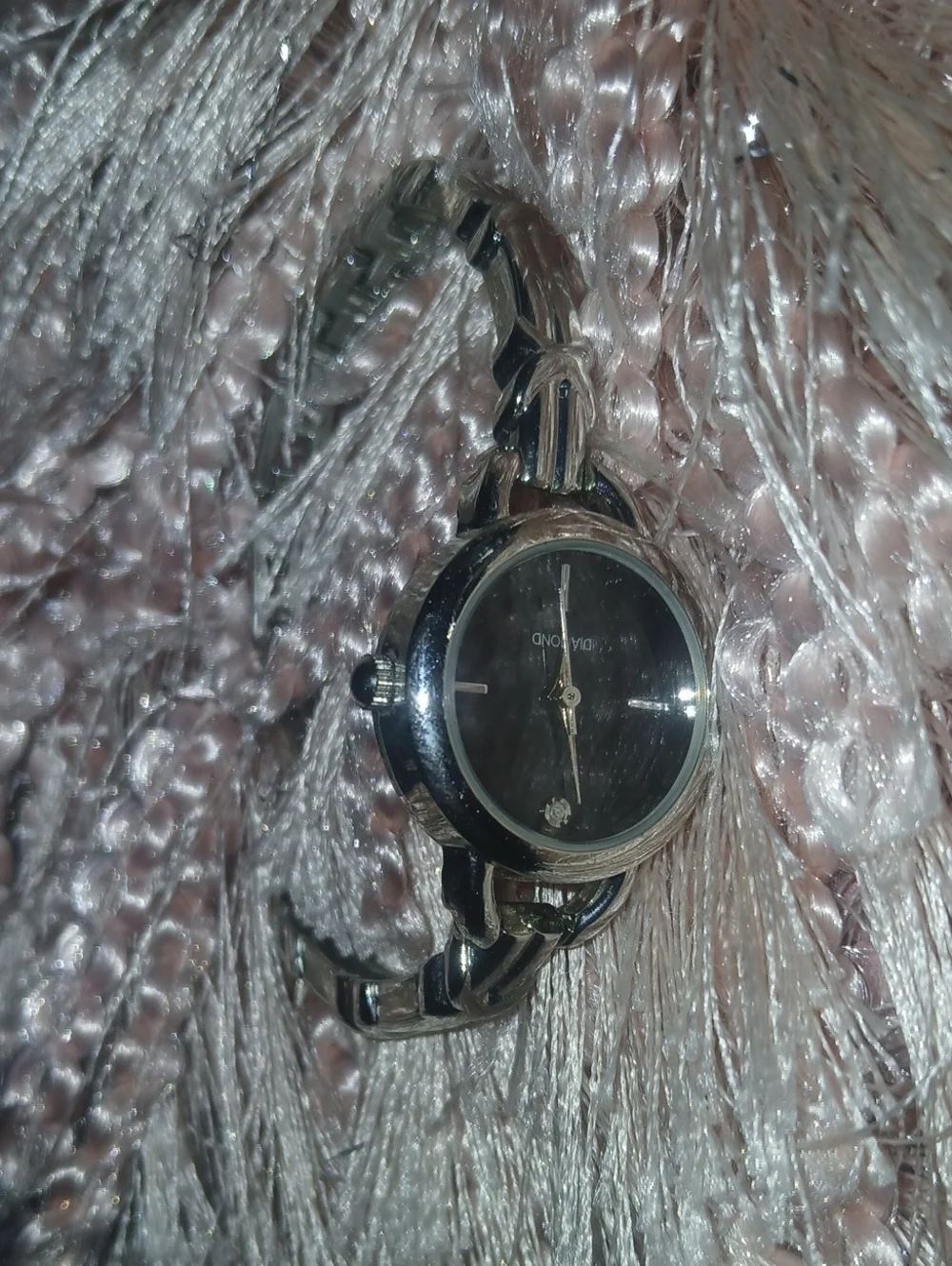 Diamond Vintage 90's Bracelet Watch With Diamond Accent Needs Battery
